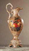 34667 Porcelain Antique-Finish Fruit Design Pitcher