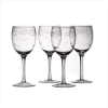 SET 4 ETCHED WINE GLASSES